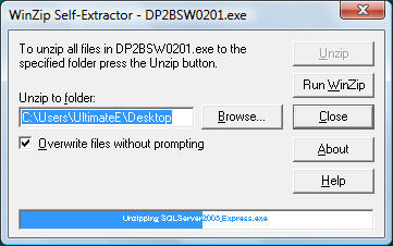 ファイルが、フォルダー[DP2BSW0201]に解凍されます